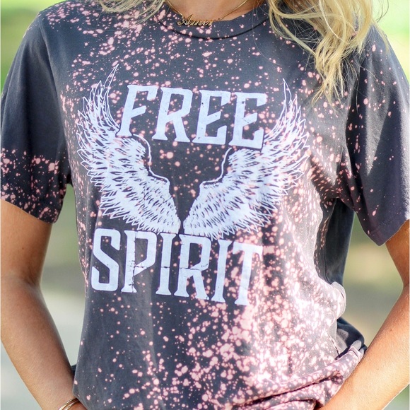 The Light Blonde Tops - Free Spirit Bleached Graphic Tee / Size XL